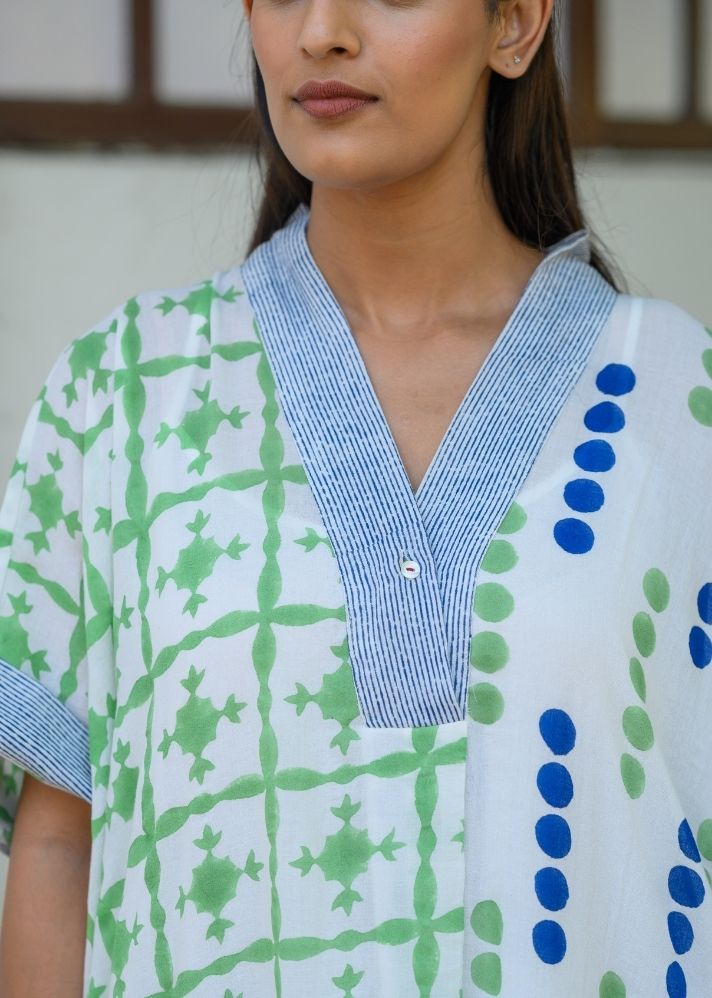 A Model Wearing Multicolor Pure Cotton Anabela Kaftan, curated by Only Ethikal