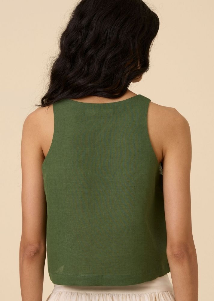 Olena Green Embroidered Top