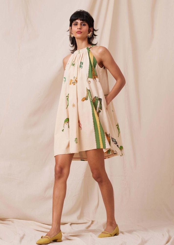 A Model Wearing  Organic Cotton  Chica Print Summer Dress, curated by Only Ethikal