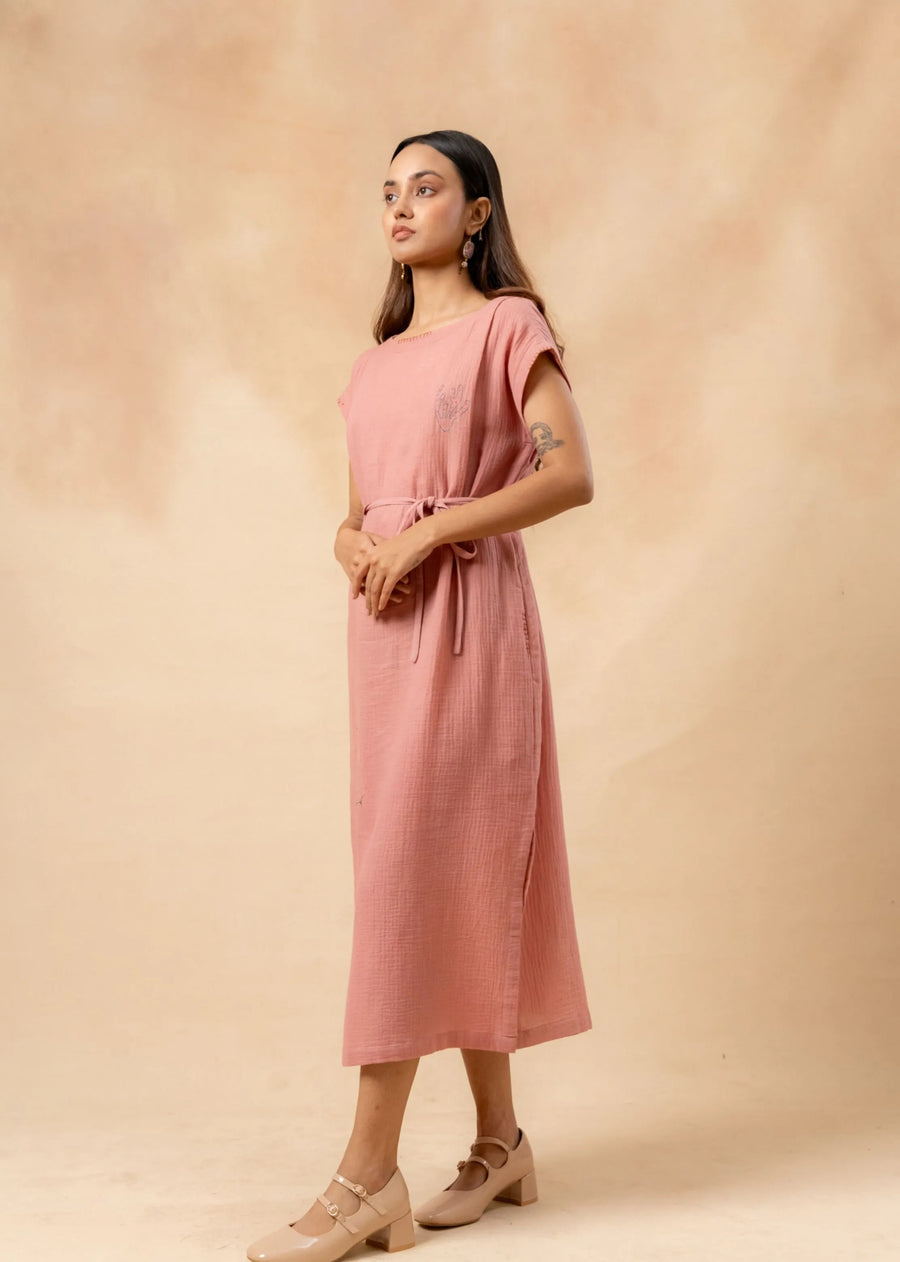 Erna Organic Cotton Dress With Waist Belt