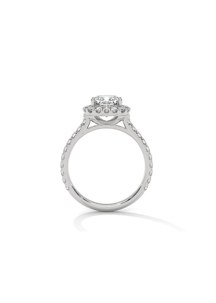 Cushion Cut Solitaire Ring With 38 Diamonds-Cat0134