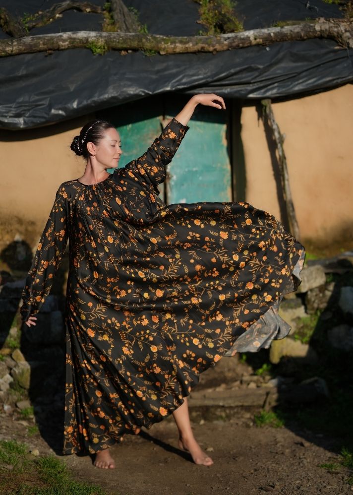 Black & Ochre Yellow Laxmi Dress