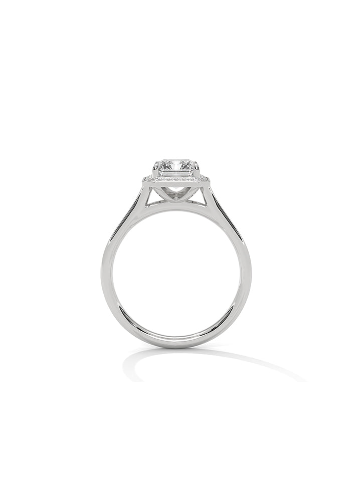 Emerald Cut Solitaire Ring With 30 Diamonds-Cat0125