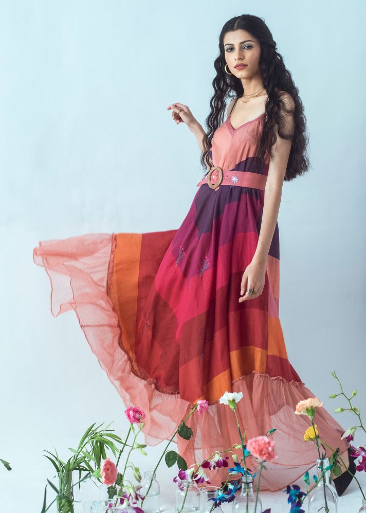 Colors Of Life Dress In Silk