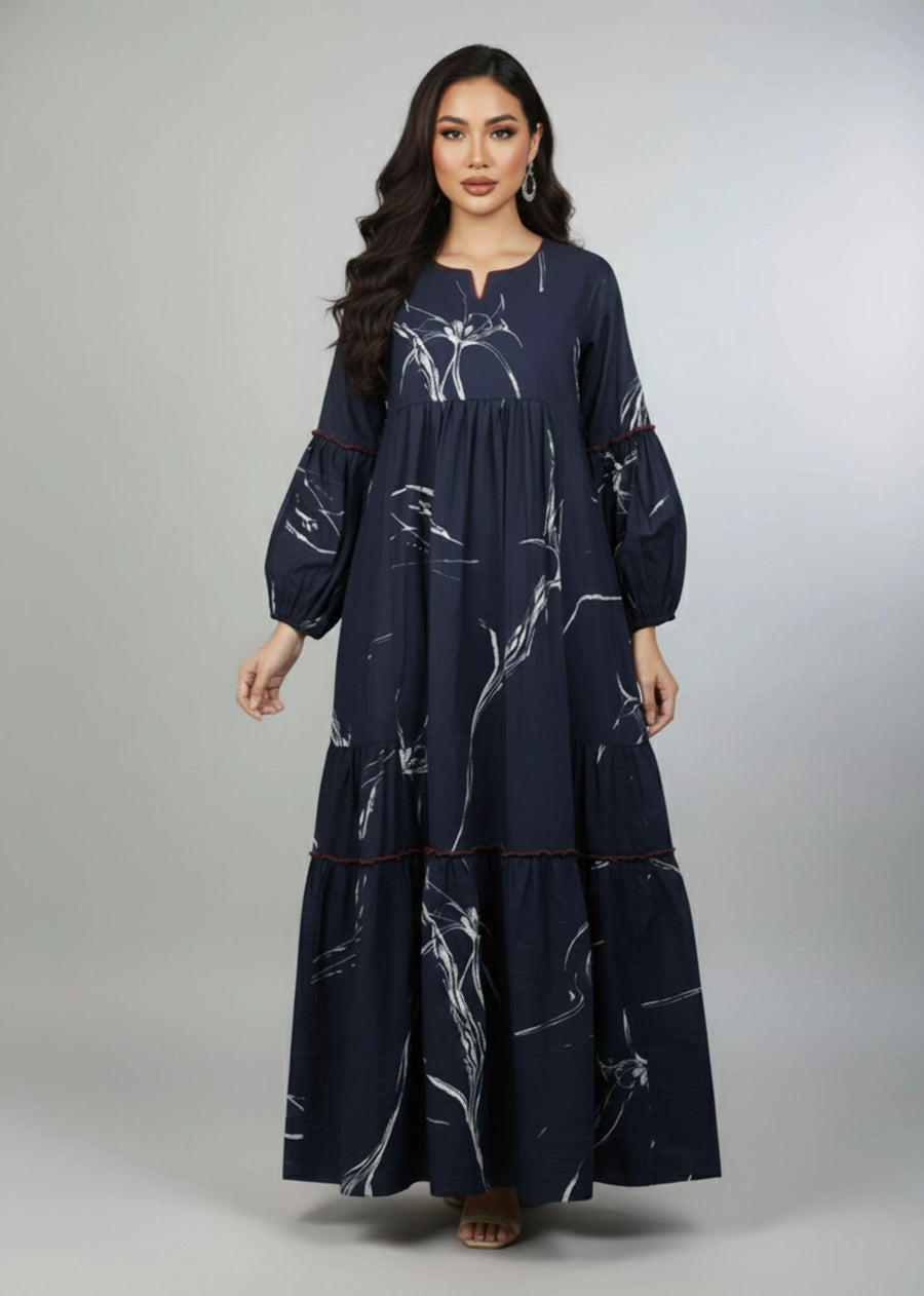 Midnight Bloom Tiered Maxi Dress