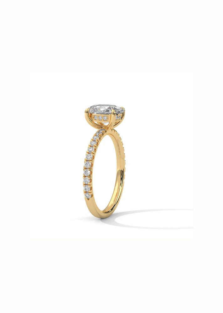 Oval Cut Solitaire Ring With 34 Diamonds-Cat0138