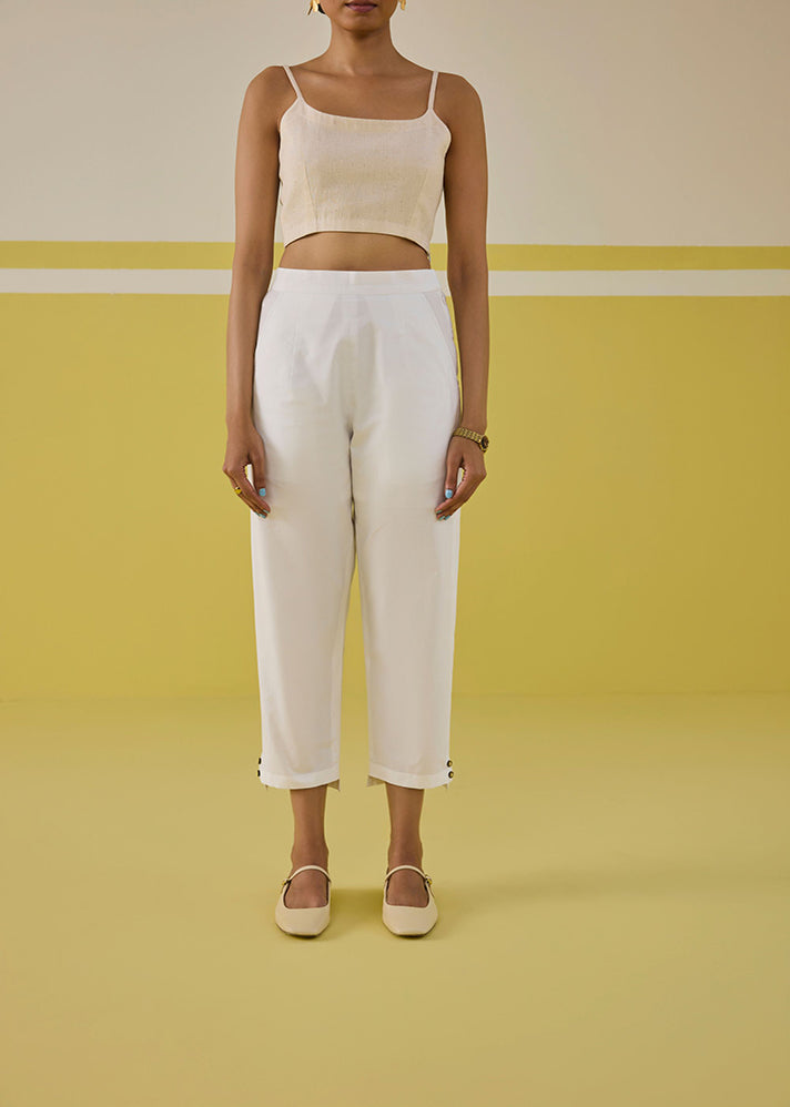 A Model Wearing  Poplin Classic Summer Organic Cotton Trousers, curated by Only Ethikal