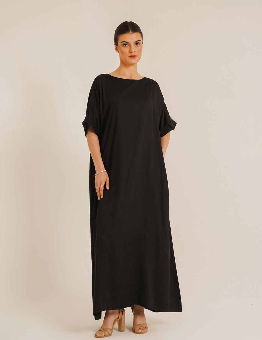 Lara Dual  Butter Abaya &Laila Black Slip