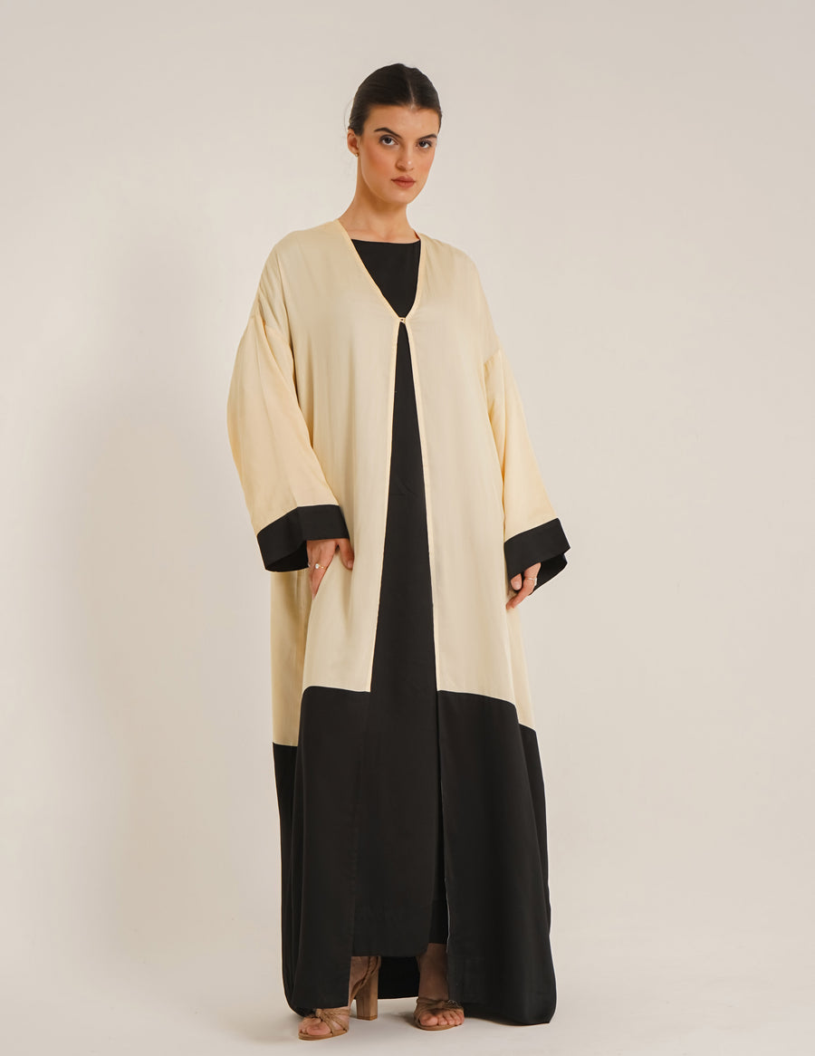 Lara Dual  Butter Abaya &Laila Black Slip