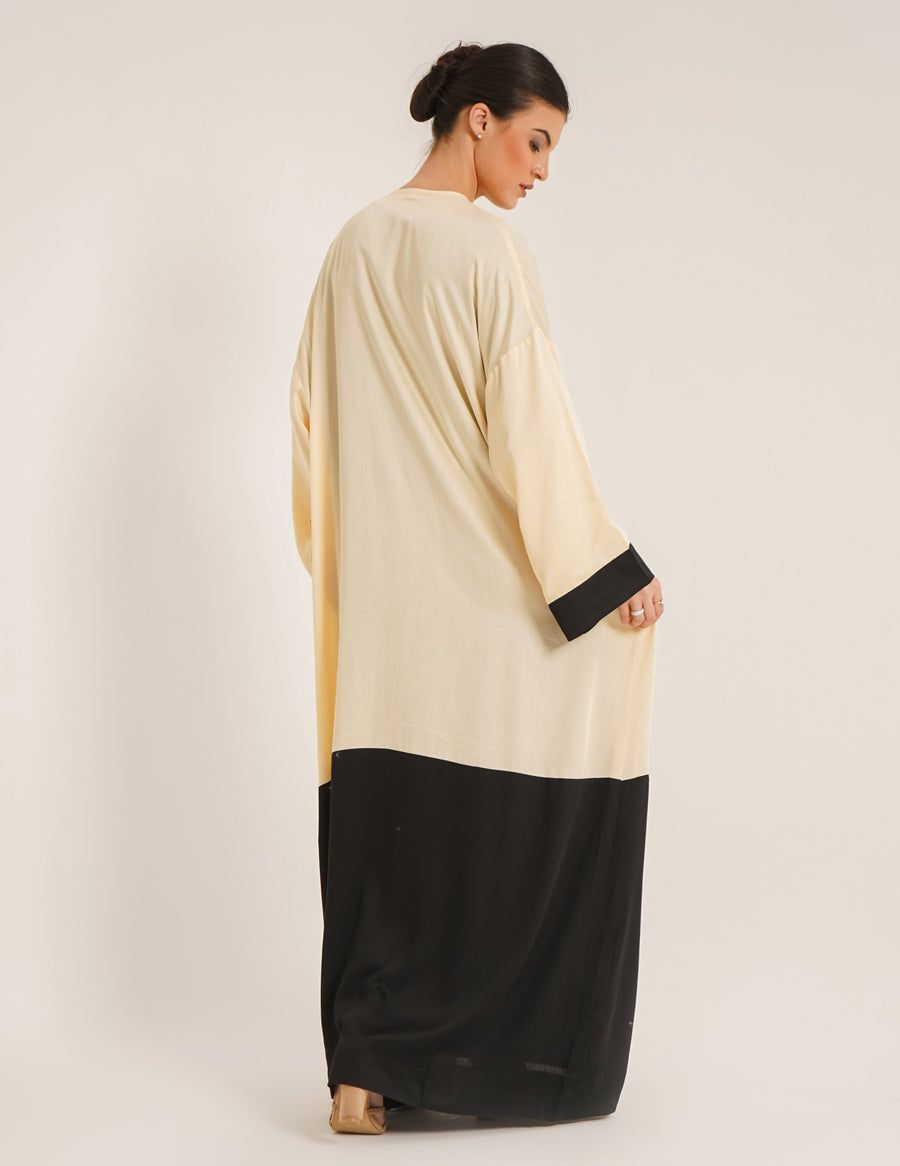 Lara Dual  Butter Abaya &Laila Black Slip