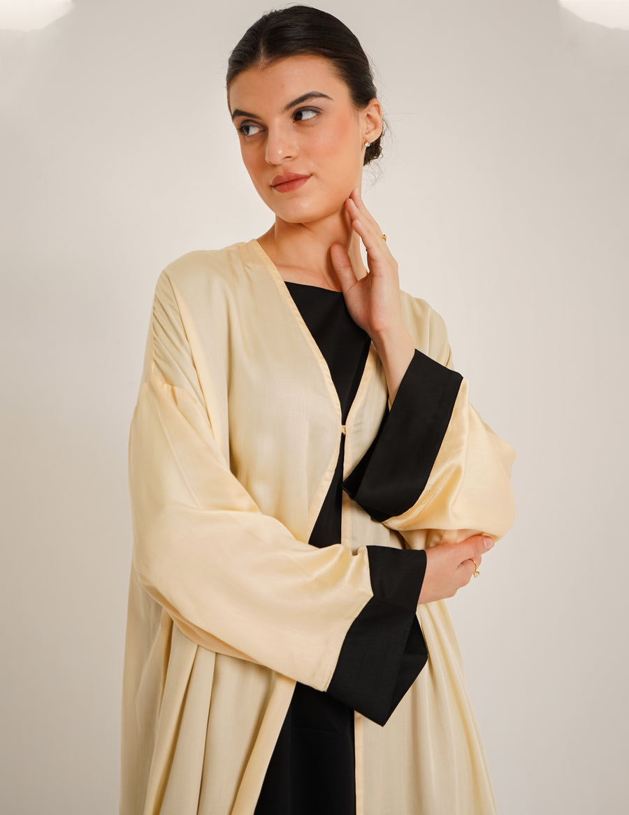 Lara Dual  Butter Abaya &Laila Black Slip