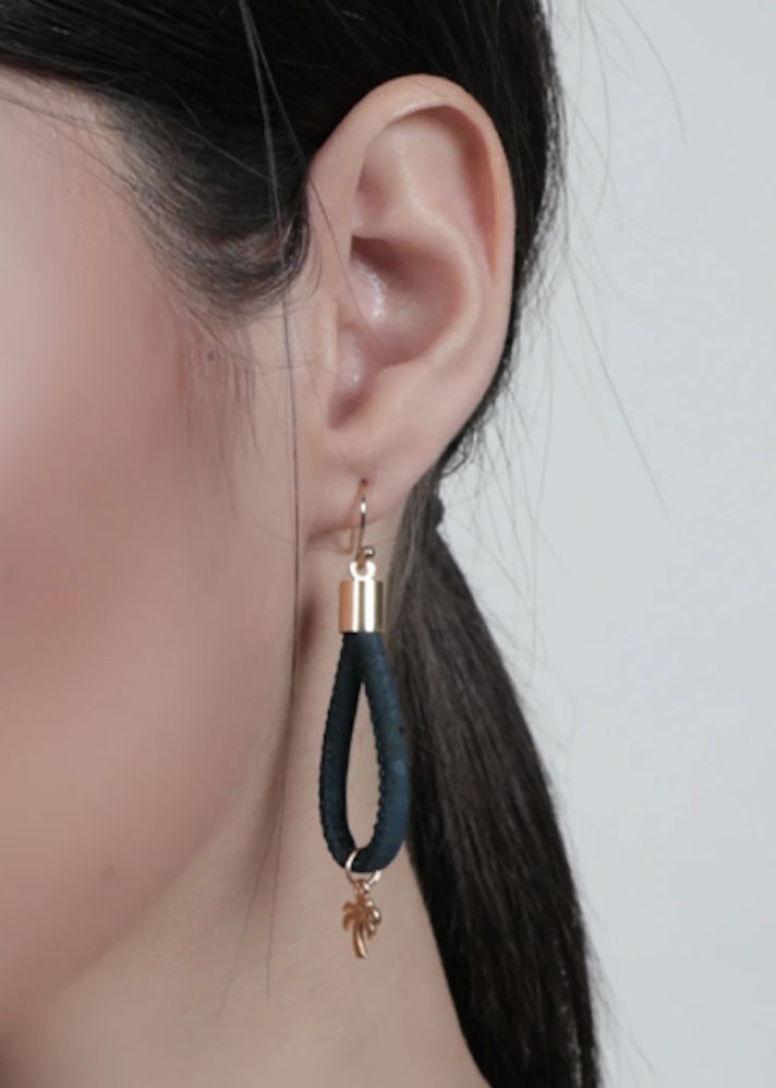 Coconut Palm Tree Earring In Cork