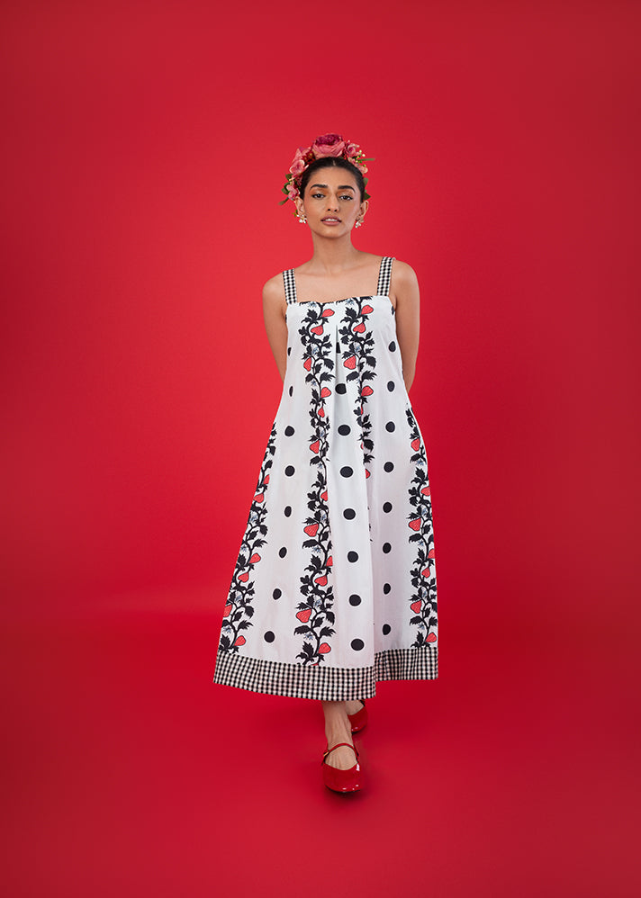 A Model Wearing Multicolor Cotton Fig Garden Dress, curated by Only Ethikal