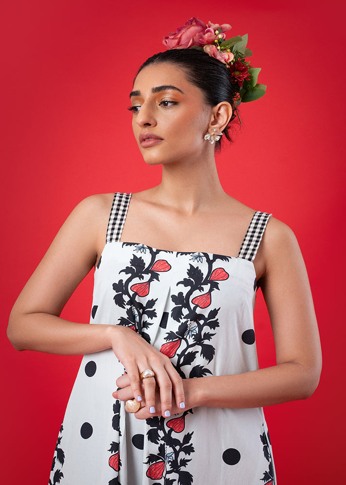 A Model Wearing Multicolor Cotton Fig Garden Dress, curated by Only Ethikal