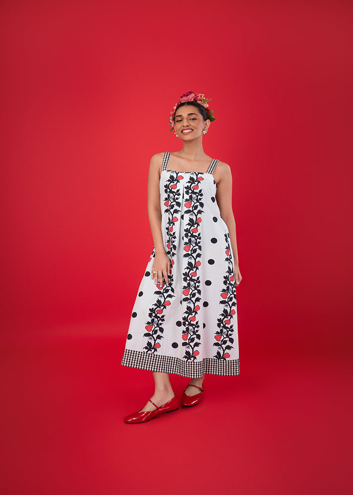 A Model Wearing Multicolor Cotton Fig Garden Dress, curated by Only Ethikal