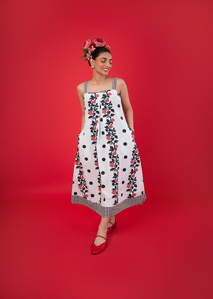 A Model Wearing Multicolor Cotton Fig Garden Dress, curated by Only Ethikal