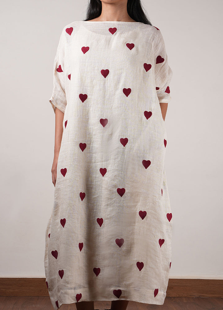 Mati Heart Dress-Oatmeal