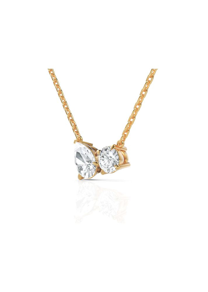 Product image of Yellow Gold, White Gold, Rose Gold 18K gold set with Etically Lab Grown Diamonds Pear And Round Solitaires Neckpiece, curated by Only Ethikal