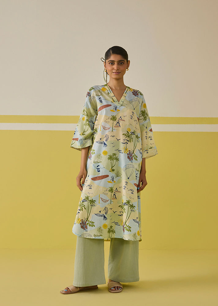 A Model Wearing    Paradise  Kurta Top, curated by Only Ethikal