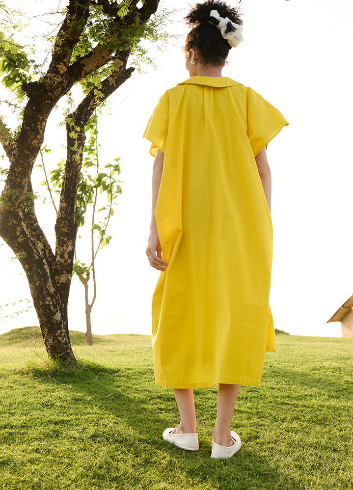 A Model Wearing Yellow Linen Cotton Solid Yellowchamomile, curated by Only Ethikal