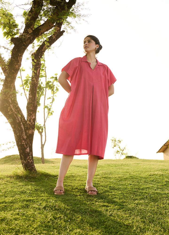 A Model Wearing Pink Linen Cotton Solid Redish Pinkchamomile, curated by Only Ethikal