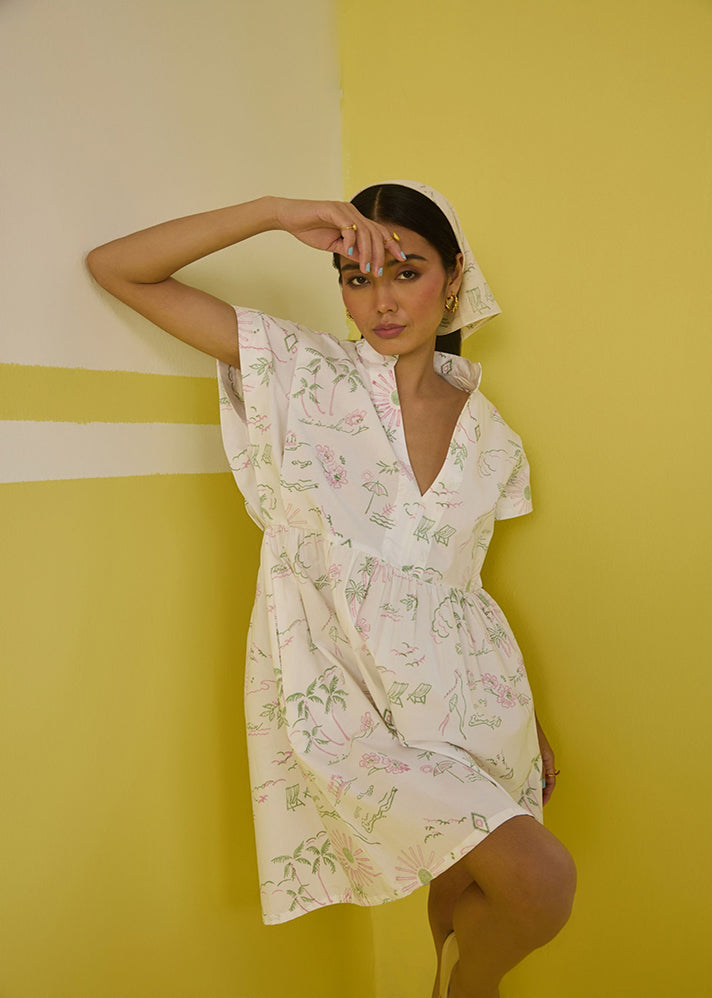 A Model Wearing Multicolor Poplin Sunshine Heart Organic Cotton Dress, curated by Only Ethikal