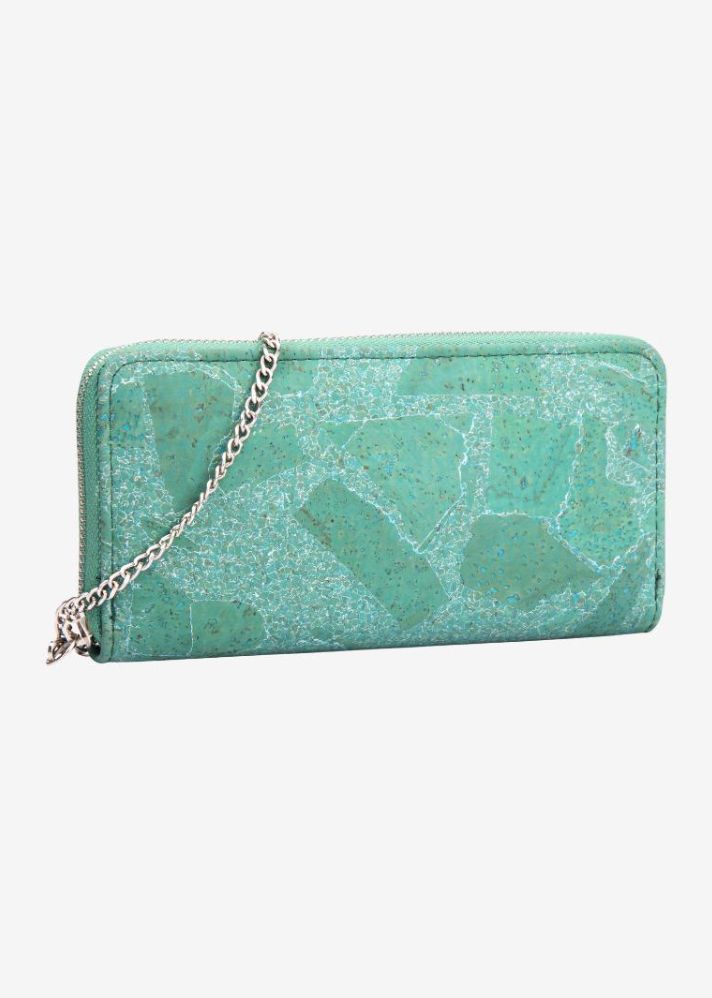 Turquoise Mist: Women'S Green Cork Wallet Purse