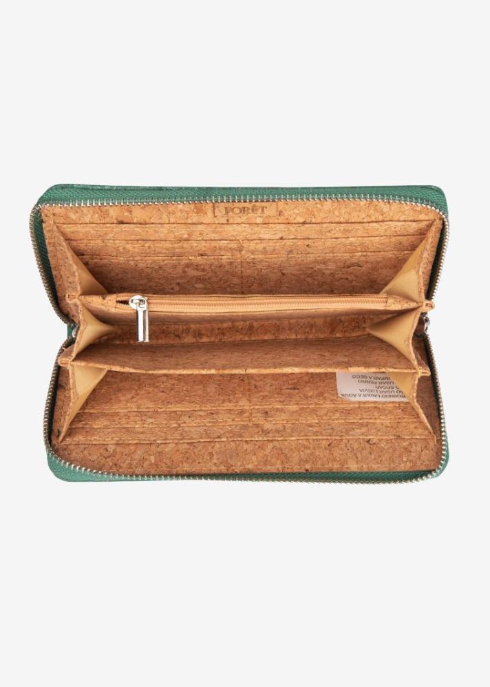 Turquoise Mist: Women'S Green Cork Wallet Purse