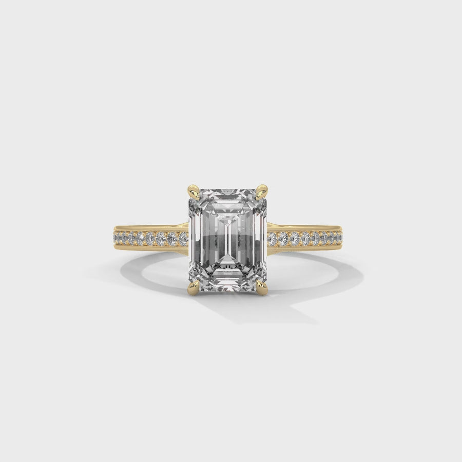 Radiant Cut Solitaire Ring With 26 Diamonds-Cat0112