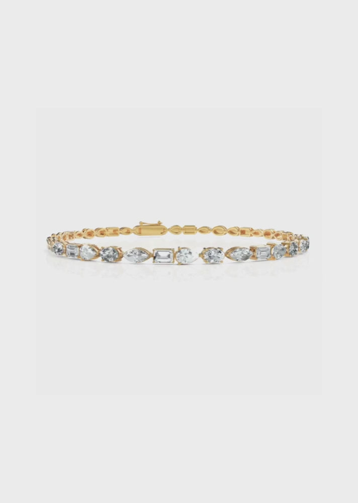 Multi cut Diamond Bracelet in 18K Gold