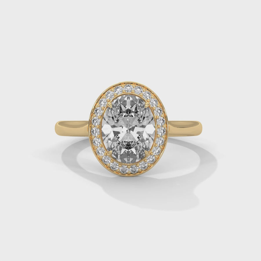 Oval Cut Solitaire Ring With 23 Diamonds-Cat0137