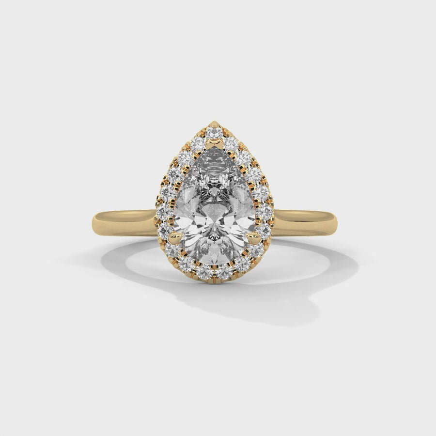 Pear Cut Solitaire Ring With 19 Diamonds-Cat0133