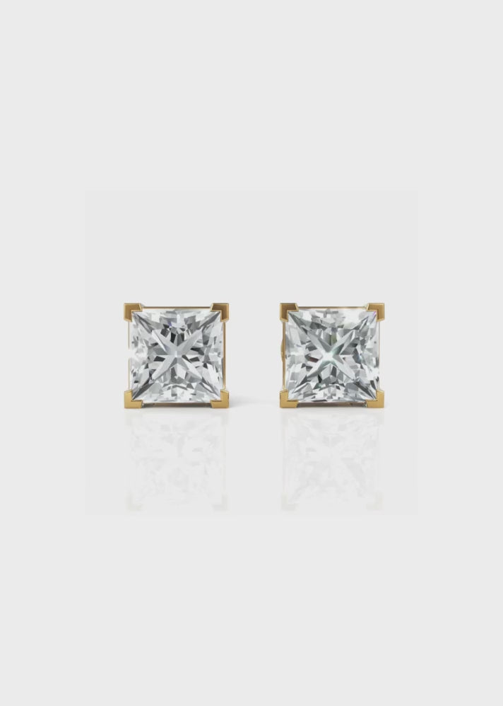 Square Solitaire Earrings