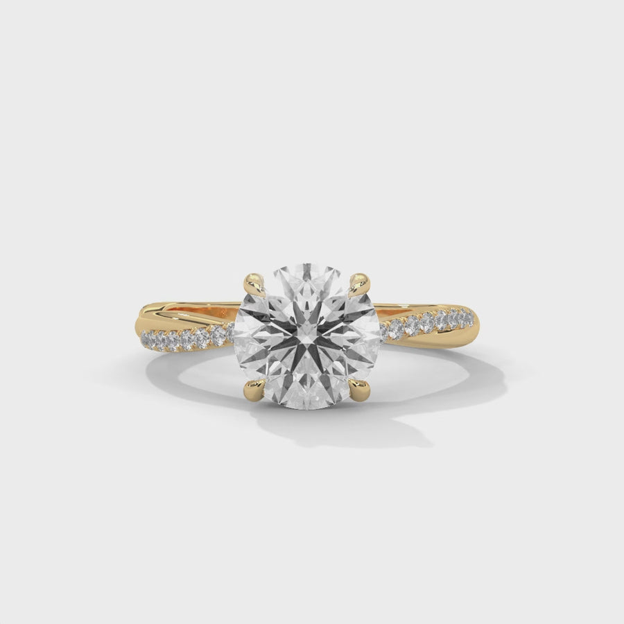 Round Solitaire Ring With 32 Diamonds-Cat0104