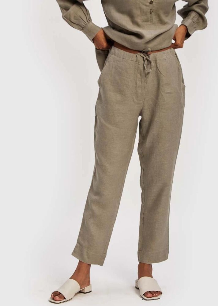 A Model Wearing Brown Hemp The Goes with Everything Pant Brown, curated by Only Ethikal