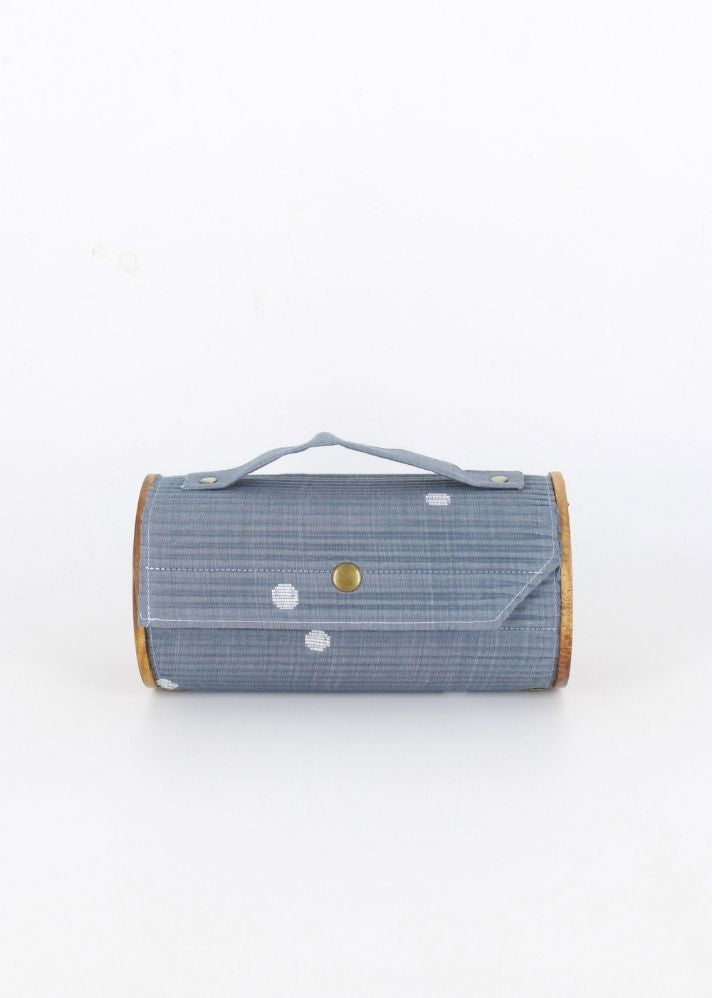 Product image of Grey Upcycled Cotton Shadow Round Clutch - Single Sleeve, curated by Only Ethikal