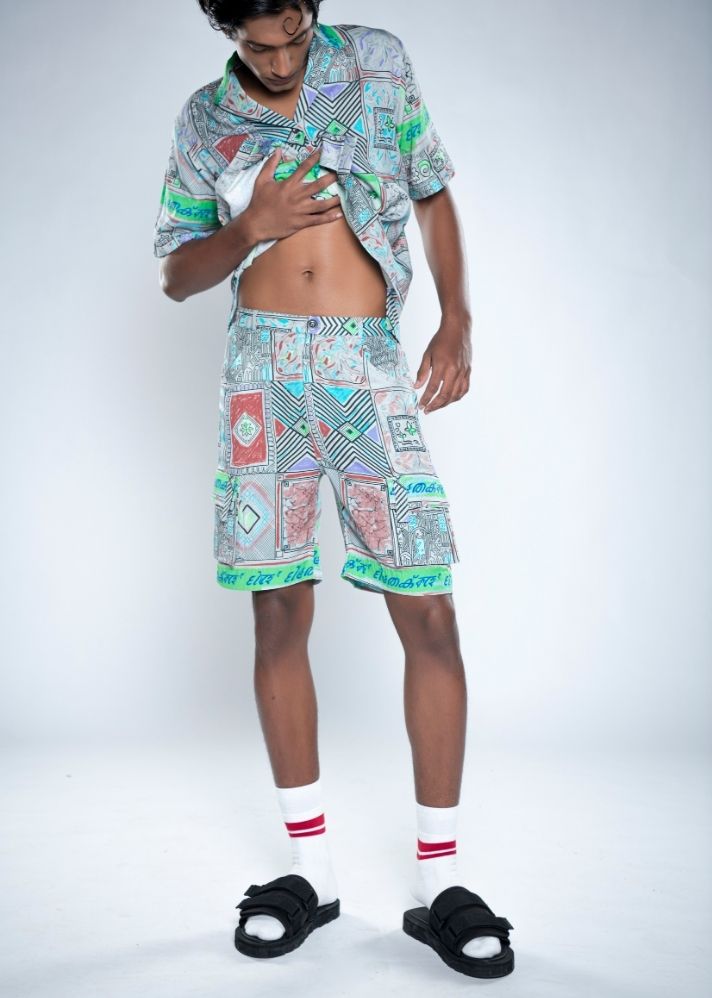 A Model Wearing Multicolor Lyocell Titlitile Shorts, curated by Only Ethikal
