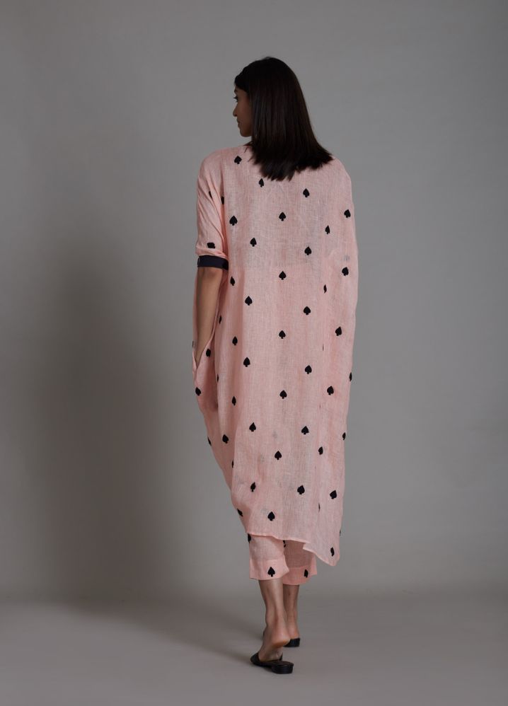 A Model Wearing Peach Linen Call Dress - Pink, curated by Only Ethikal