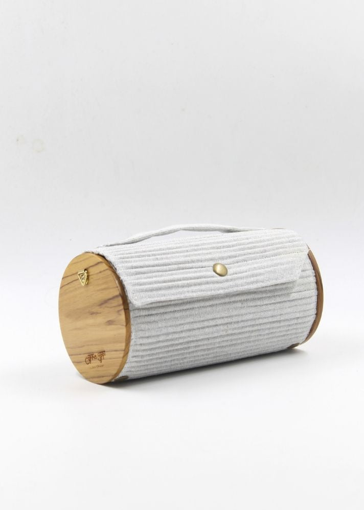 Product image of White Upcycled Cotton Cocoa Round Clutch - Single Sleeve, curated by Only Ethikal