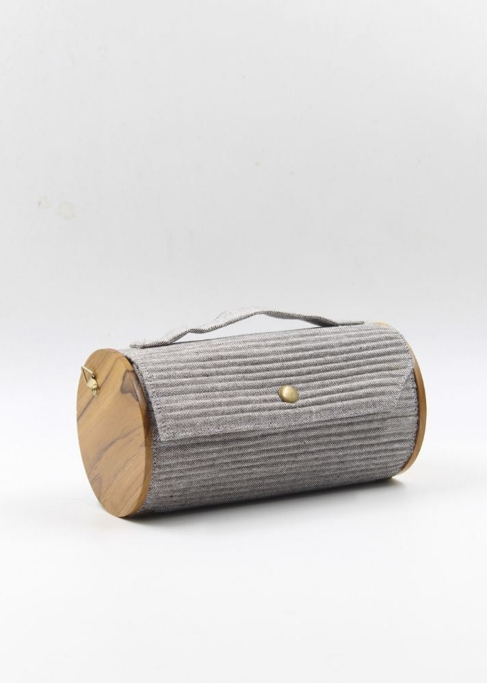 Product image of Grey Upcycled Cotton Cadet Round Clutch - Single Sleeve, curated by Only Ethikal