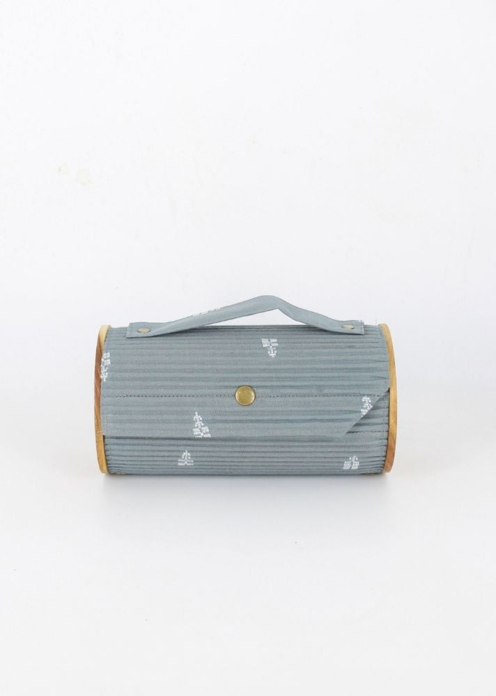Product image of Grey Upcycled Cotton Ash Gray Round Clutch - Single Sleeve, curated by Only Ethikal