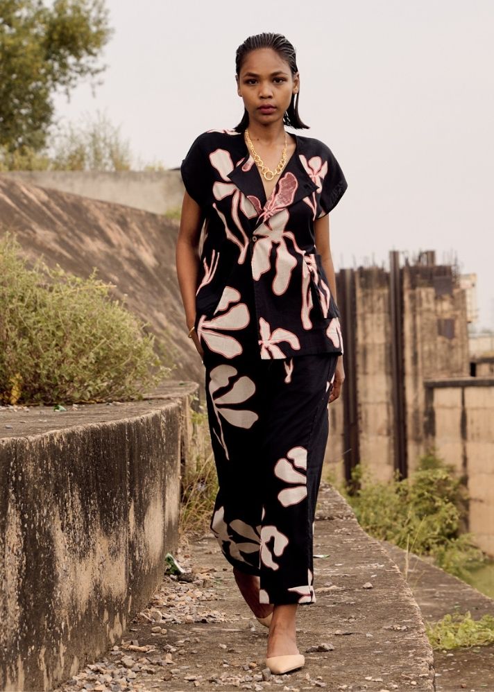 A Model Wearing Multicolor Pure Cotton Lark Co-Ord Set, curated by Only Ethikal