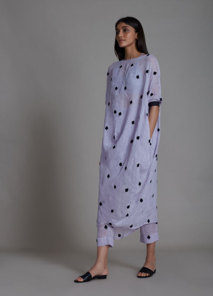A Model Wearing Purple Linen Call Dress - Lavender, curated by Only Ethikal