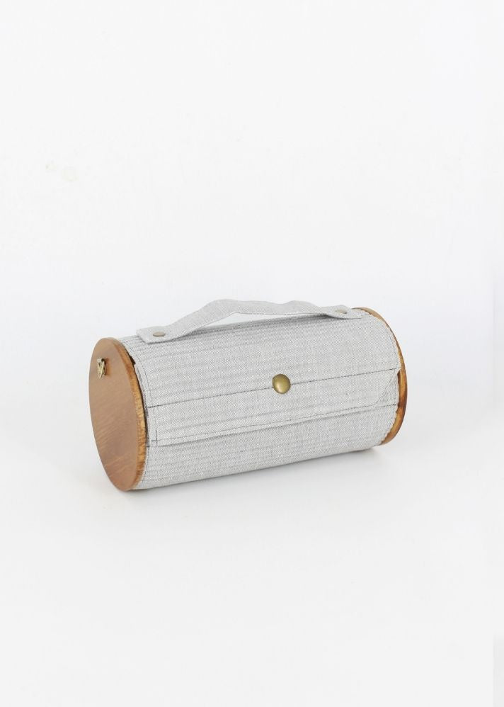 Product image of White Upcycled Cotton Fog Round Clutch - Single Sleeve, curated by Only Ethikal