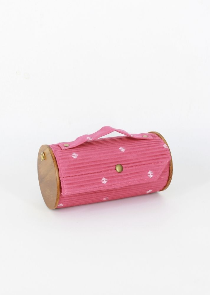 Product image of Pink Upcycled Cotton Mauve Round Clutch - Single Sleeve, curated by Only Ethikal
