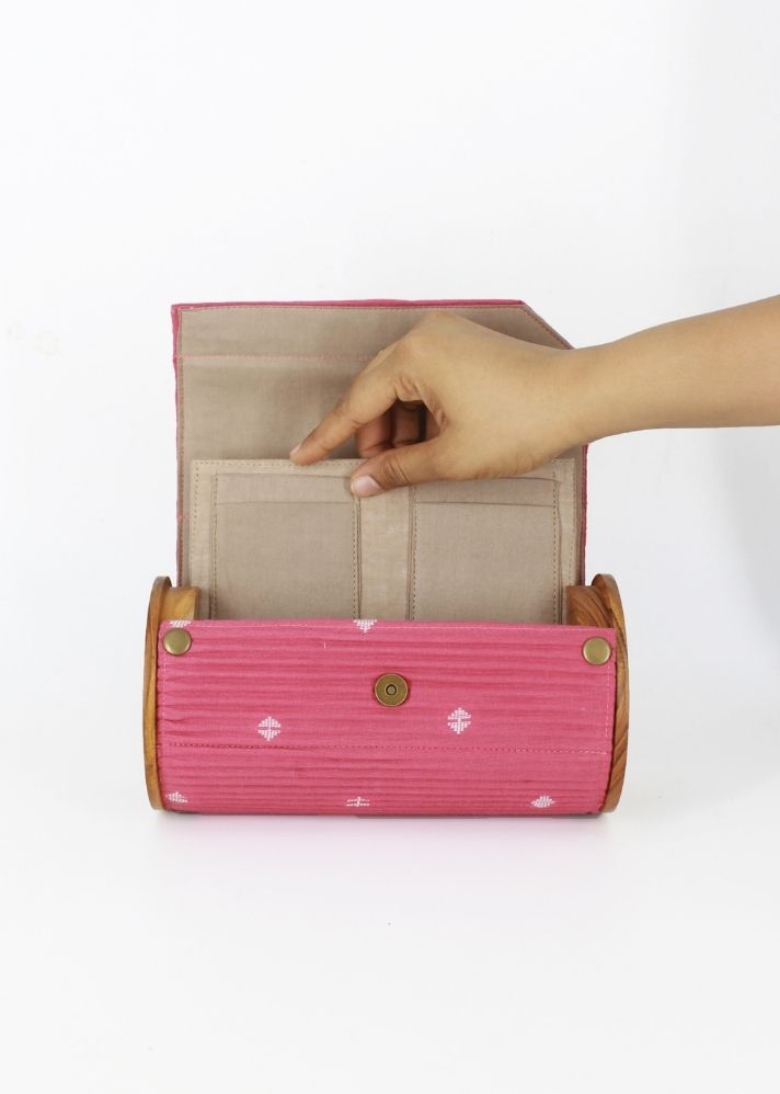 Product image of Pink Upcycled Cotton Mauve Round Clutch - Single Sleeve, curated by Only Ethikal