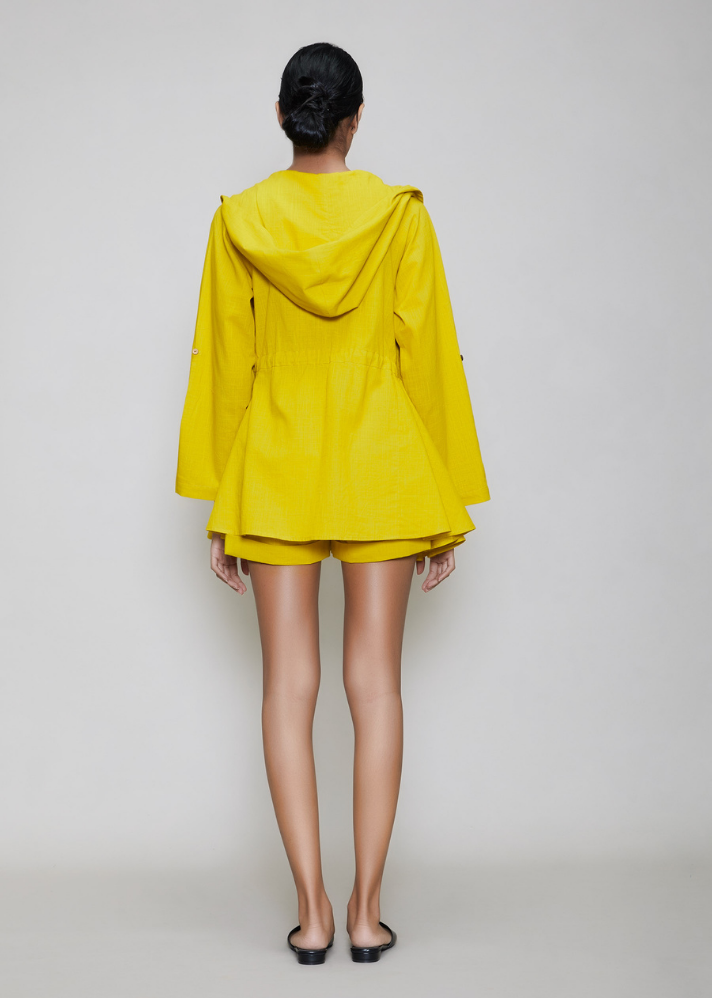 Hooded Jacket and Shorts 3 Pcs Set Yellow - onlyethikal