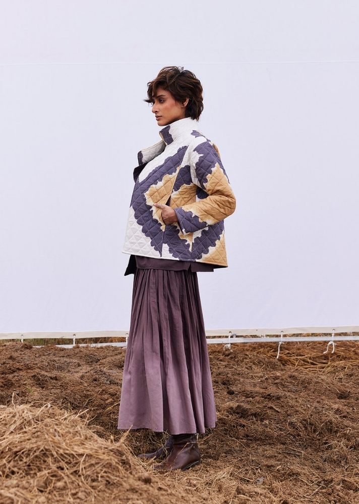 A Model Wearing Multicolor,Pure Cotton Umbre Jacket curated by Only Ethikal
