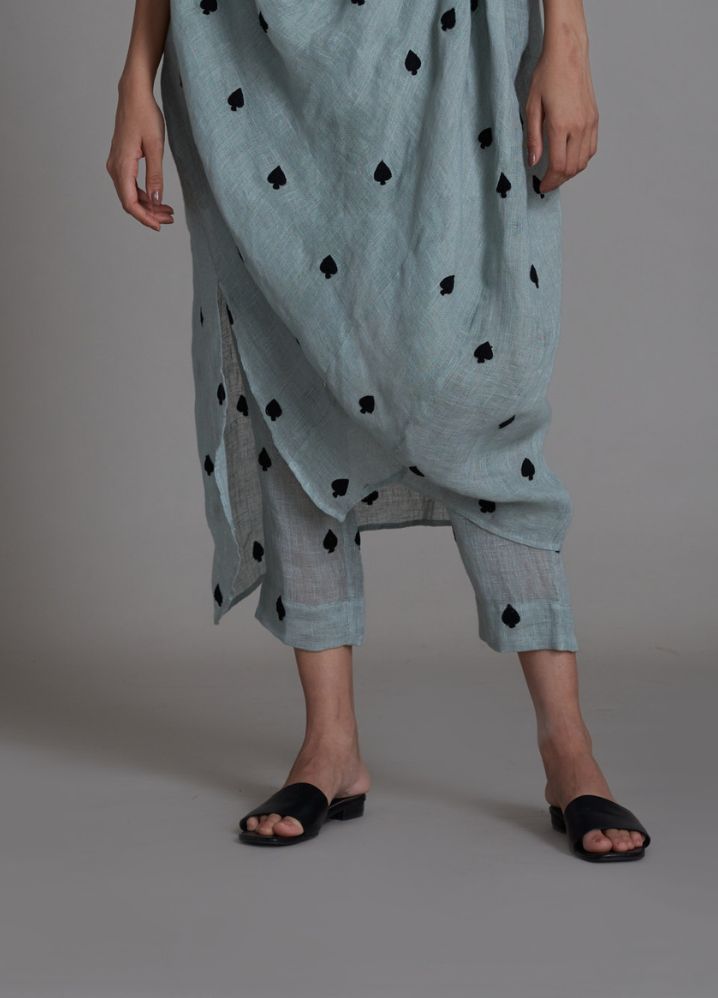 A Model Wearing Blue Linen Se Call Pants- Greyish Blue, curated by Only Ethikal