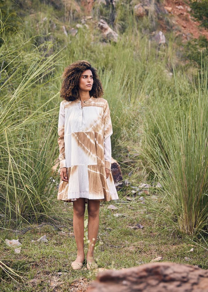 A Model Wearing White Pure Cotton Sandy Strings Dress, curated by Only Ethikal